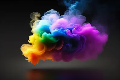 Vibrant Rainbow Colored Smoke Cloud On Black Background