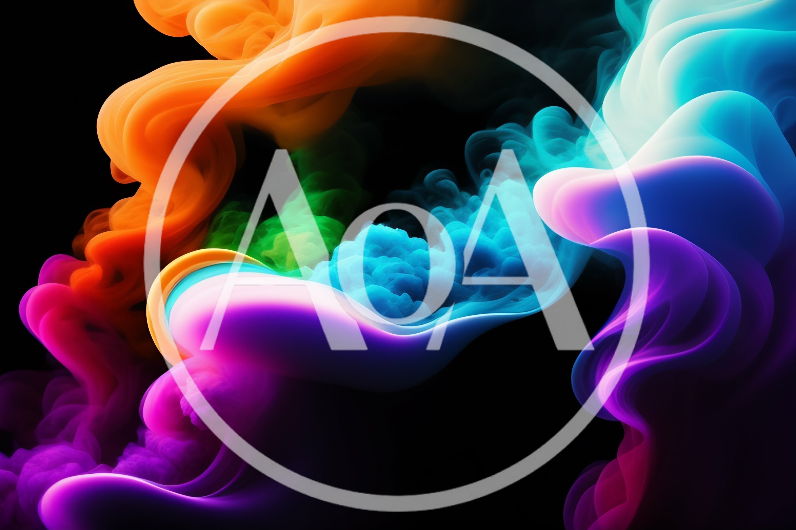 Abstract Colorful Smoke Swirls On Black Background