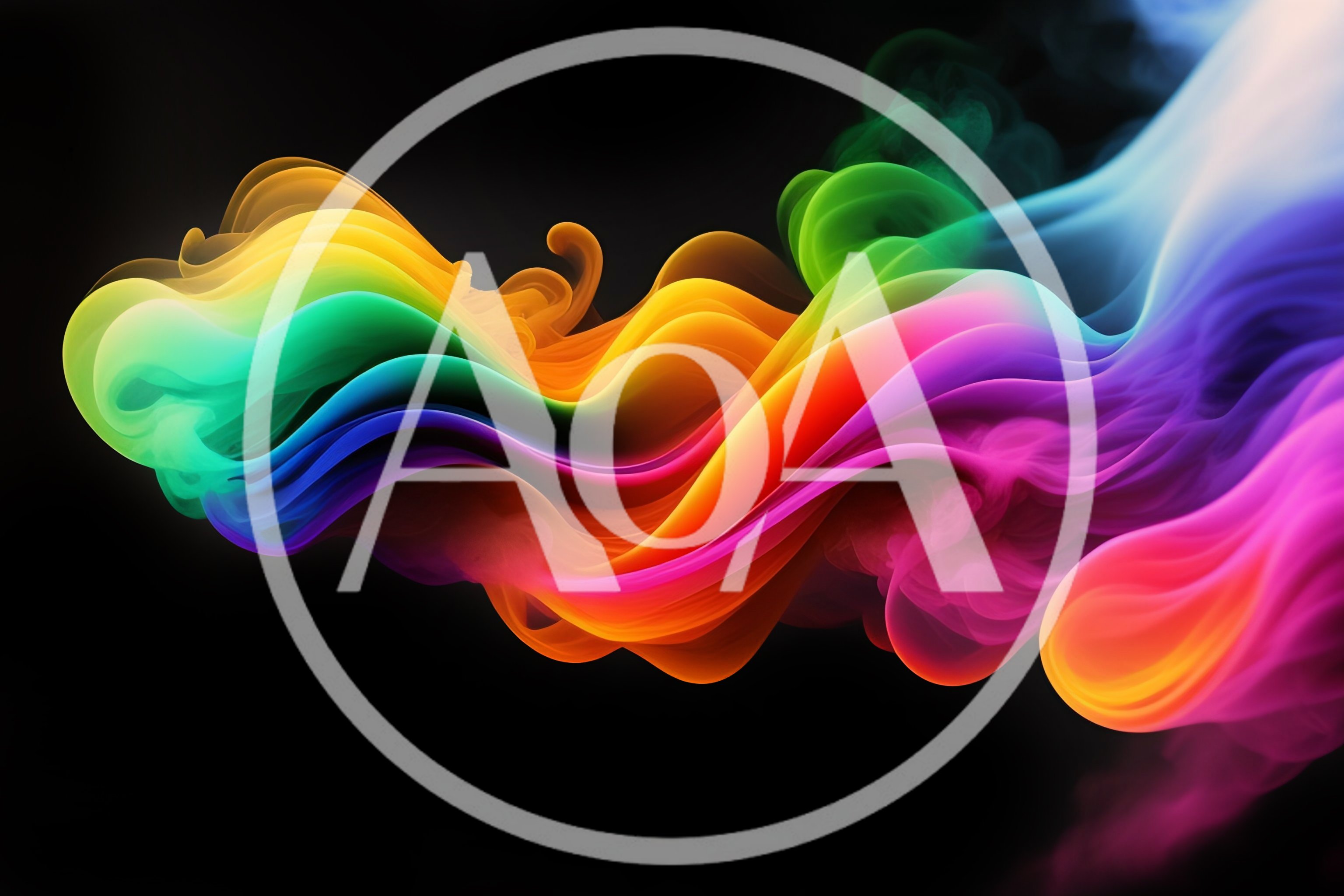 Abstract Rainbow Colored Smoke Swirls On Black Background