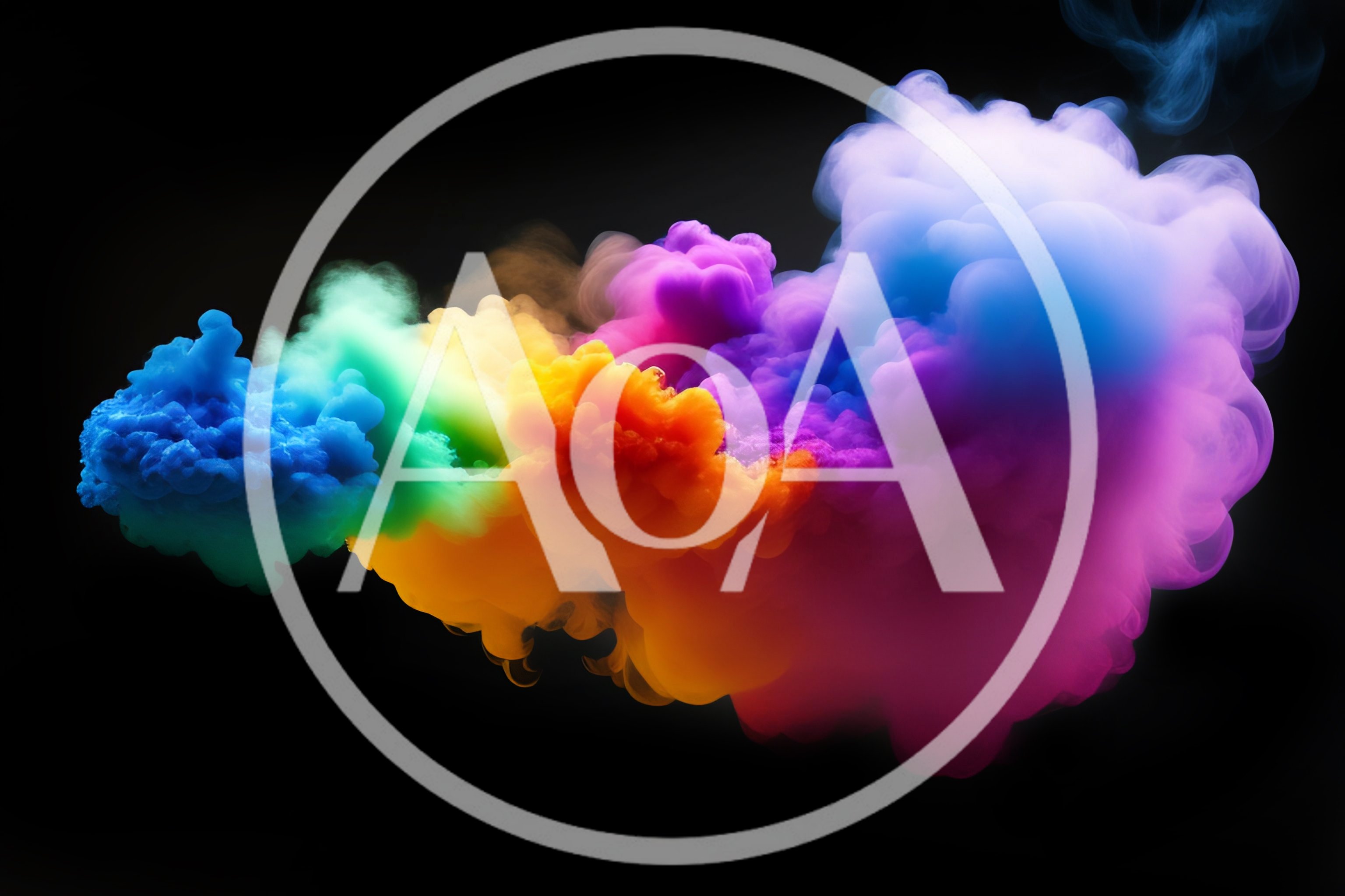 Vibrant Multi-Colored Smoke Clouds On Black Background