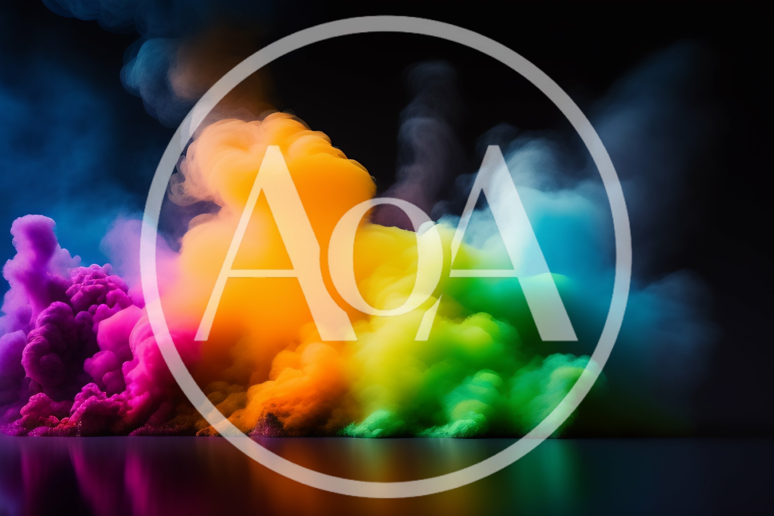 Vibrant Multi-Colored Smoke Clouds On Black Background