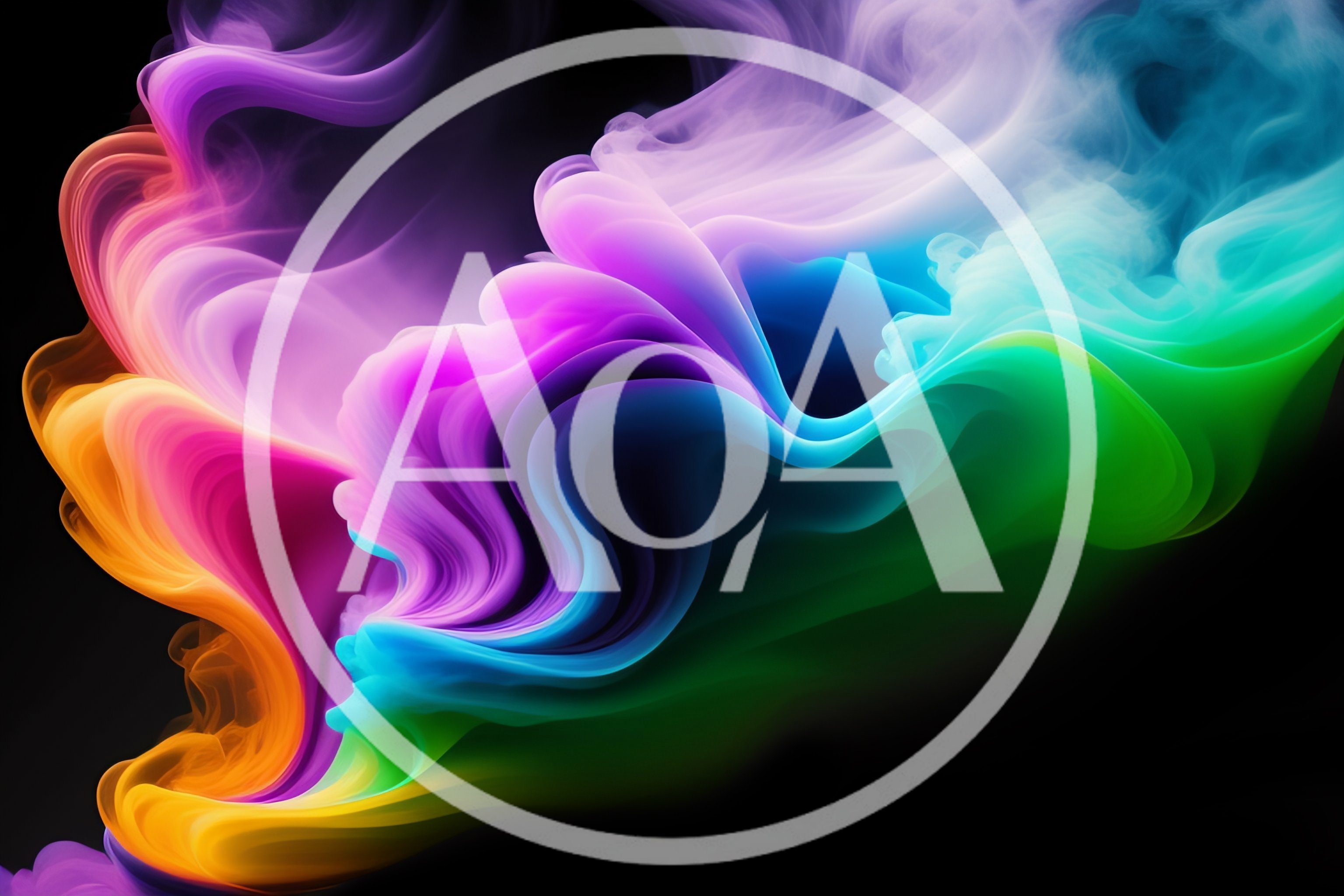 Abstract Colorful Smoke Swirls On Black Background