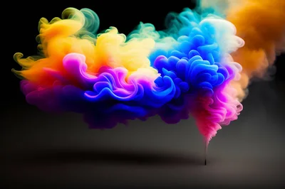 Vibrant Multi Colored Ink Clouds Swirling In Water