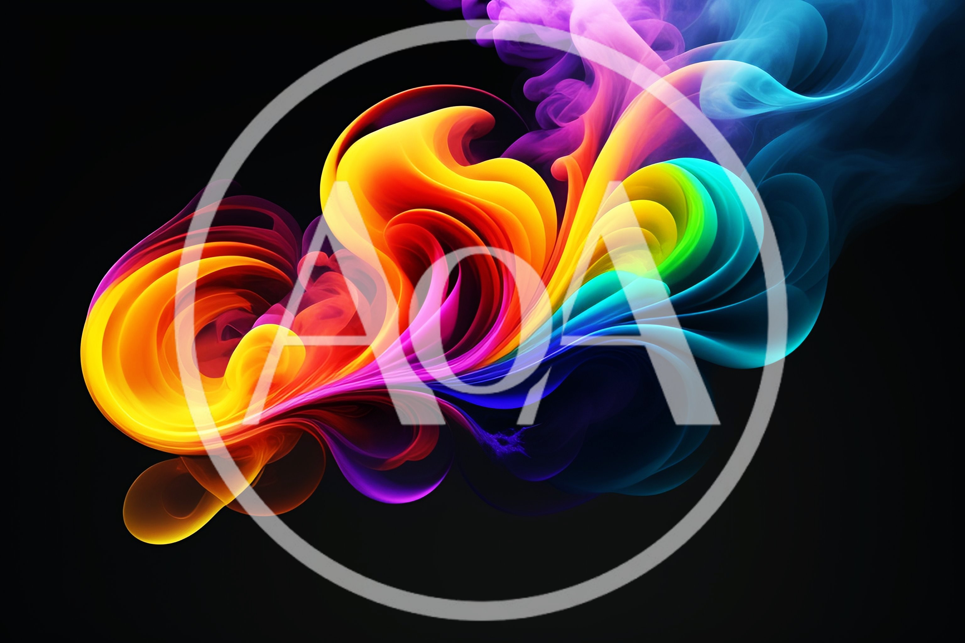 Abstract Rainbow Smoke Swirls On Black Background