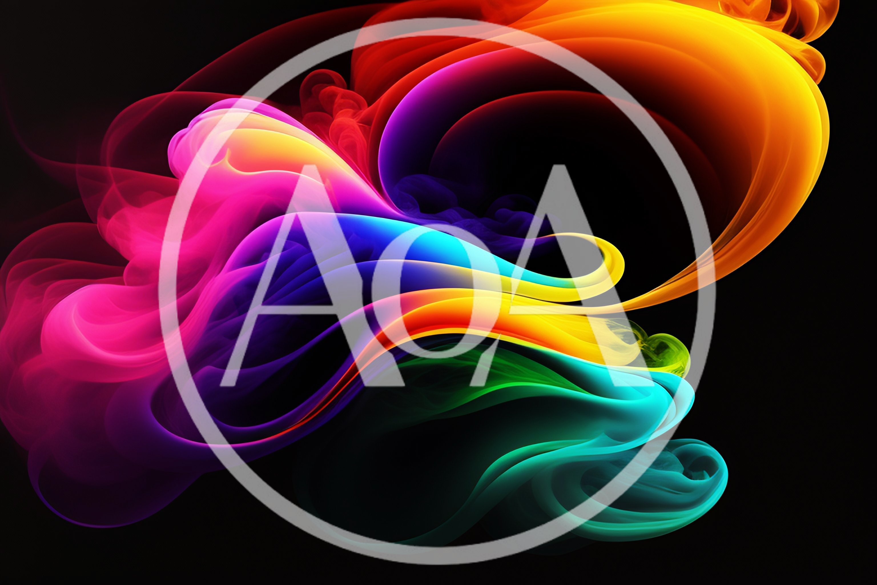 Abstract Rainbow Smoke Swirls On Black Background