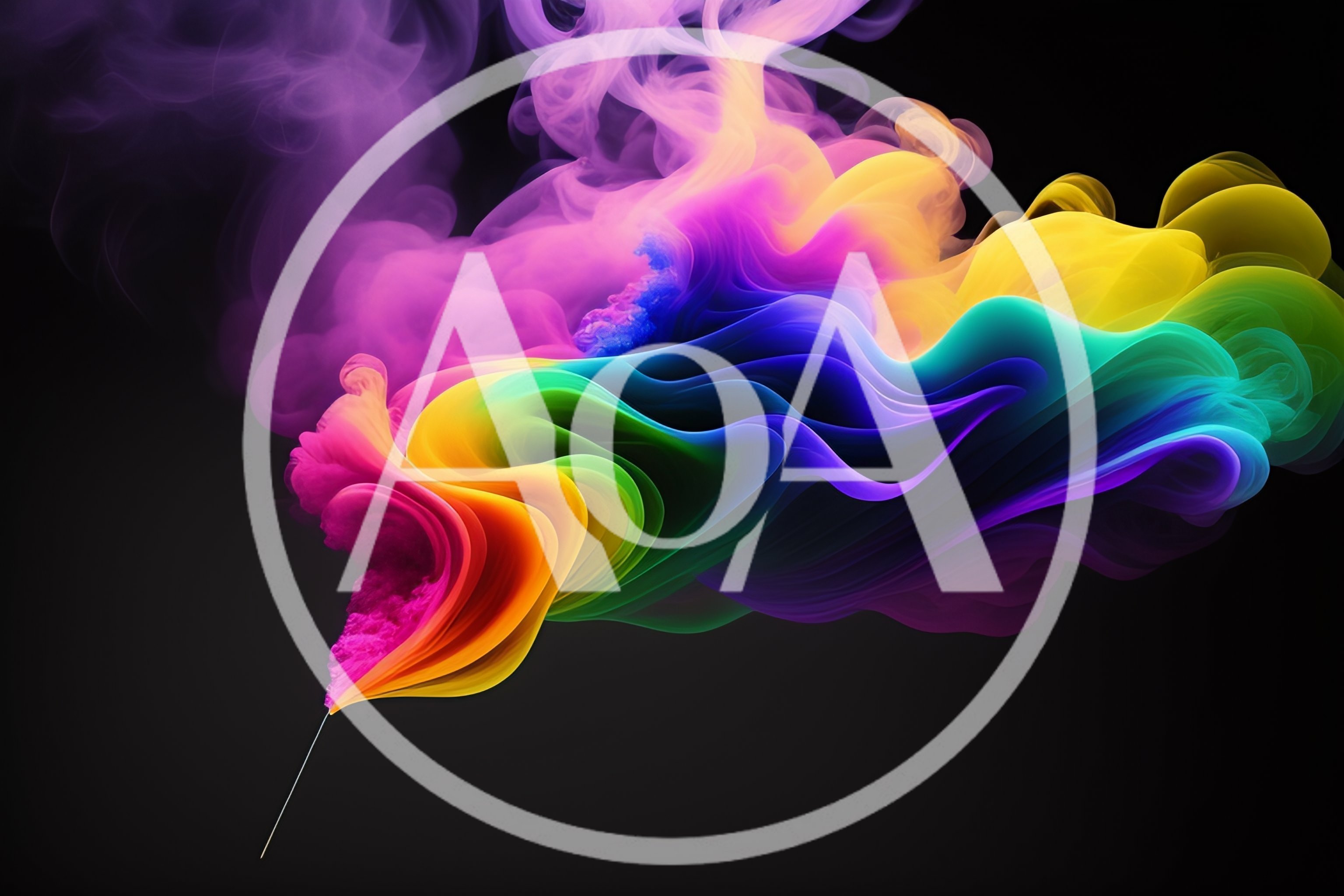 Abstract Rainbow Smoke Swirls On Black Background