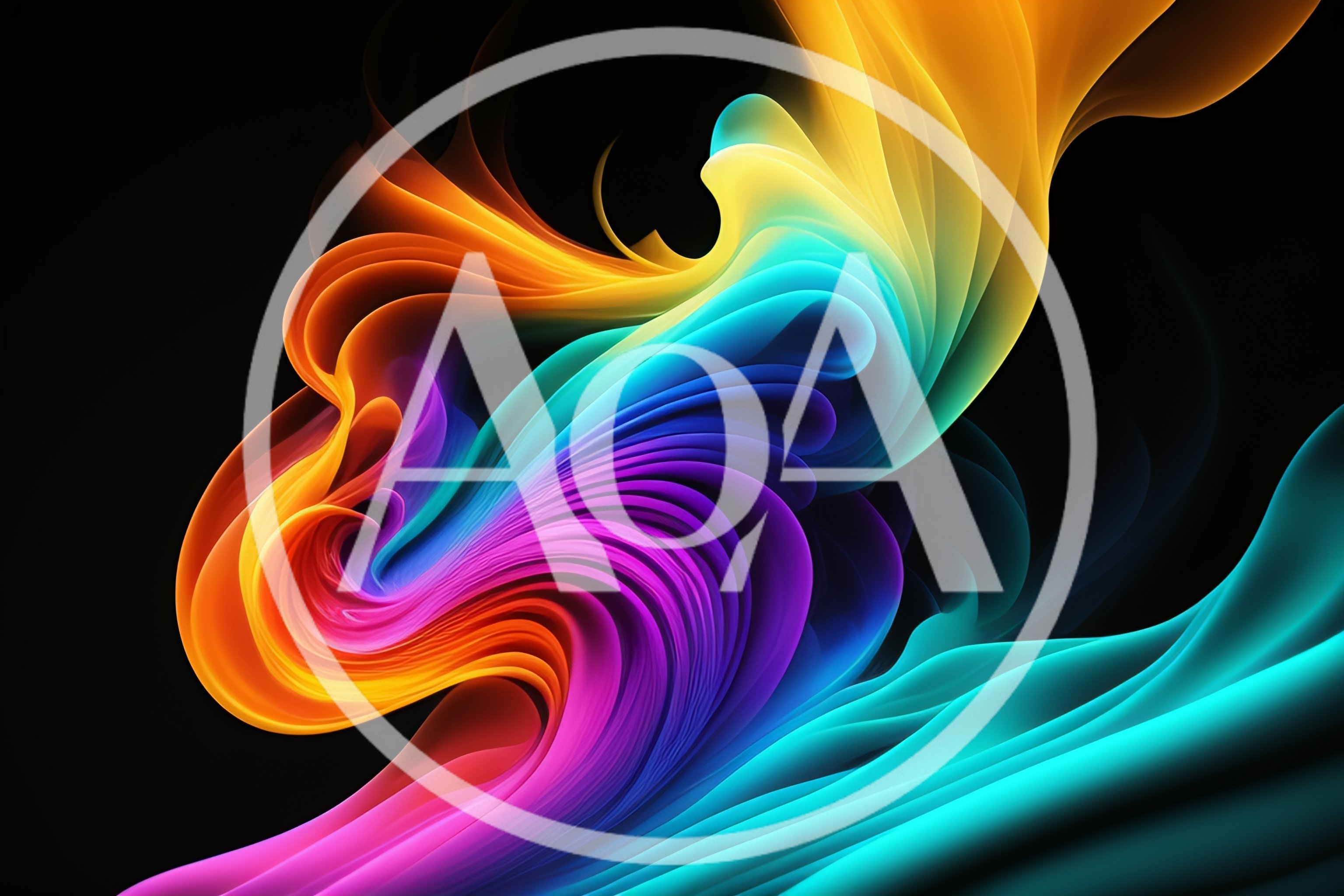 Abstract Colorful Fluid Waves On Black Background
