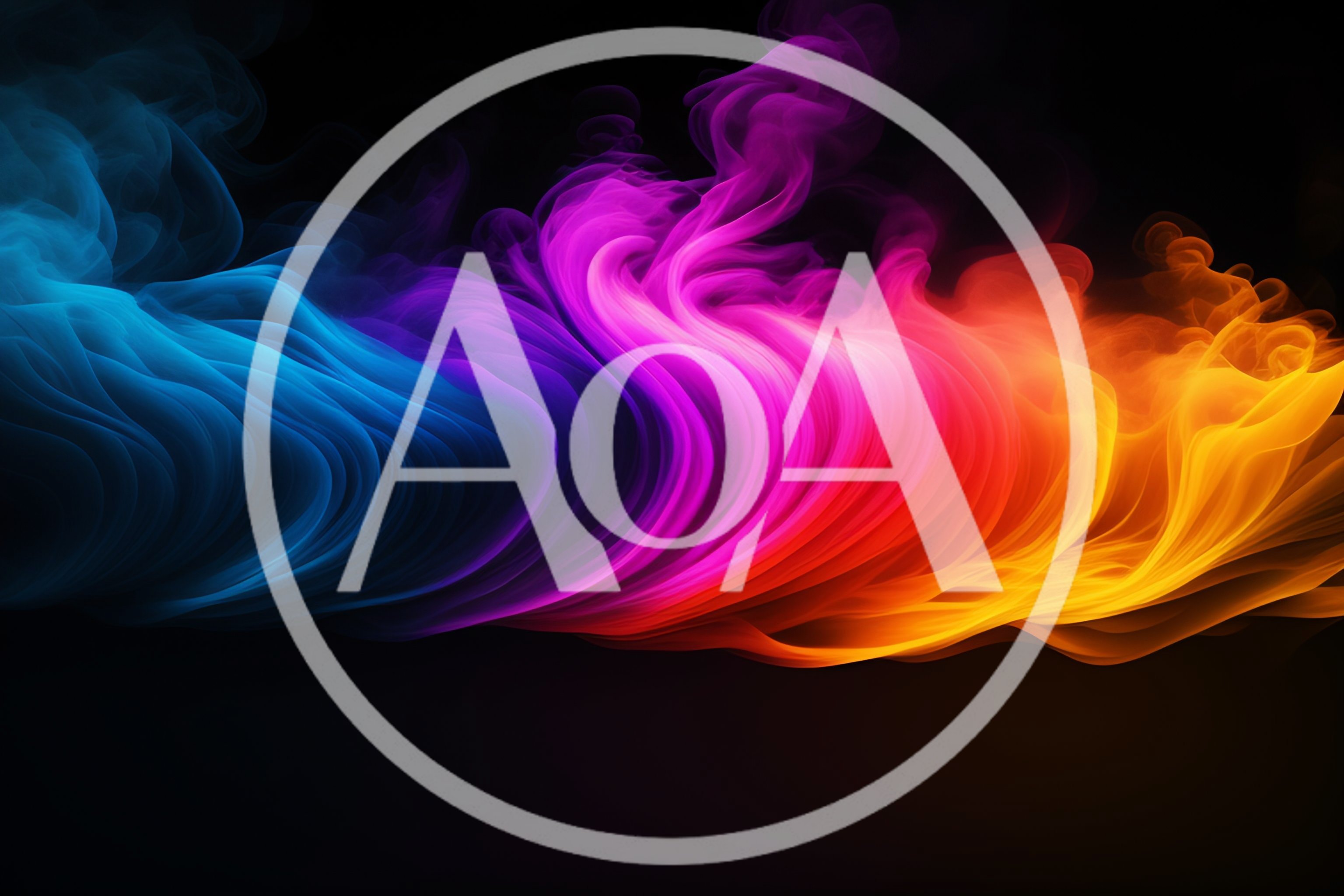 Abstract Colorful Smoke Waves On Black Background