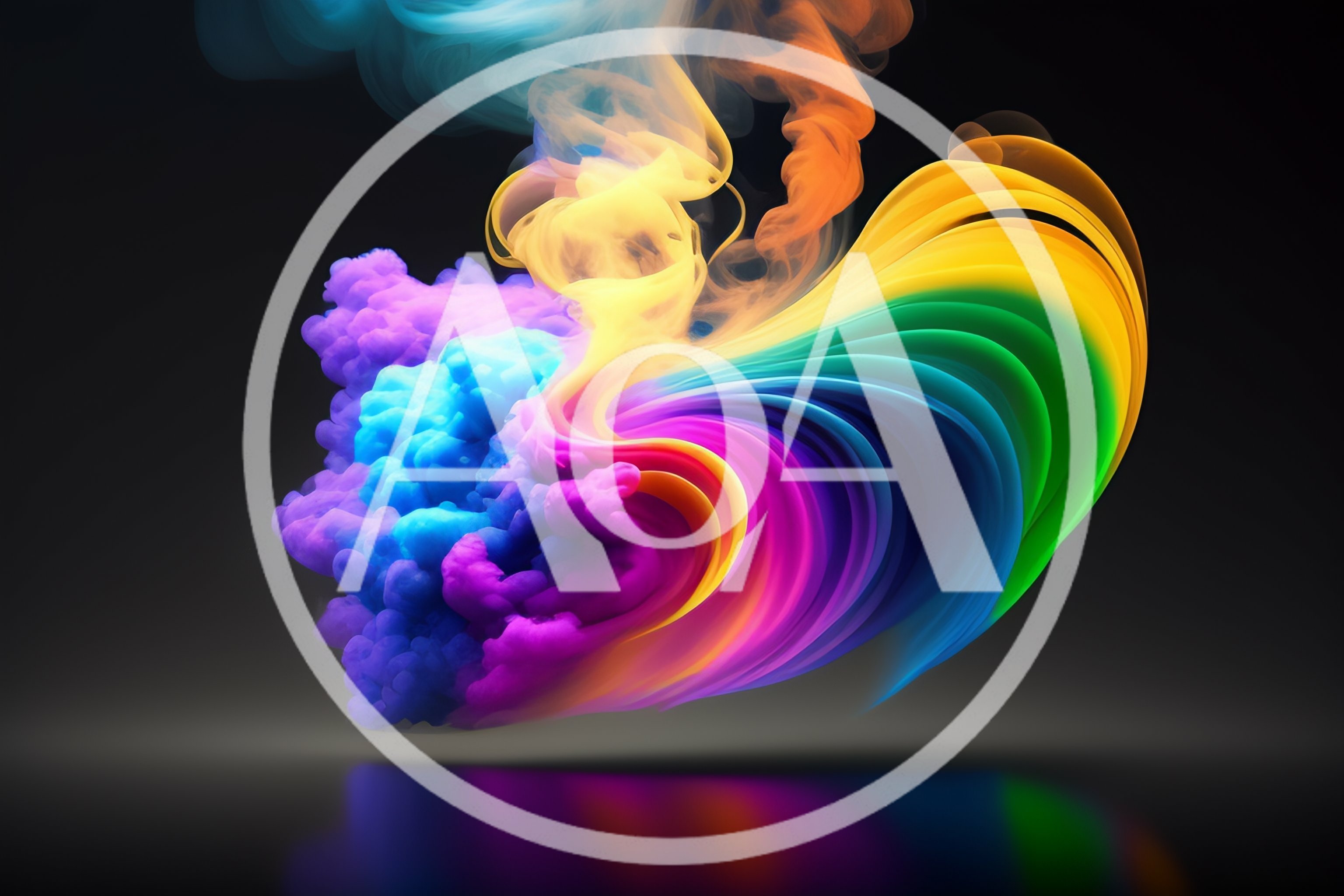 Abstract Rainbow Smoke Swirls On Black Background