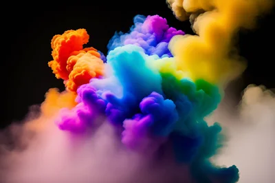 Vibrant Multi-Colored Ink Clouds Swirling In Water