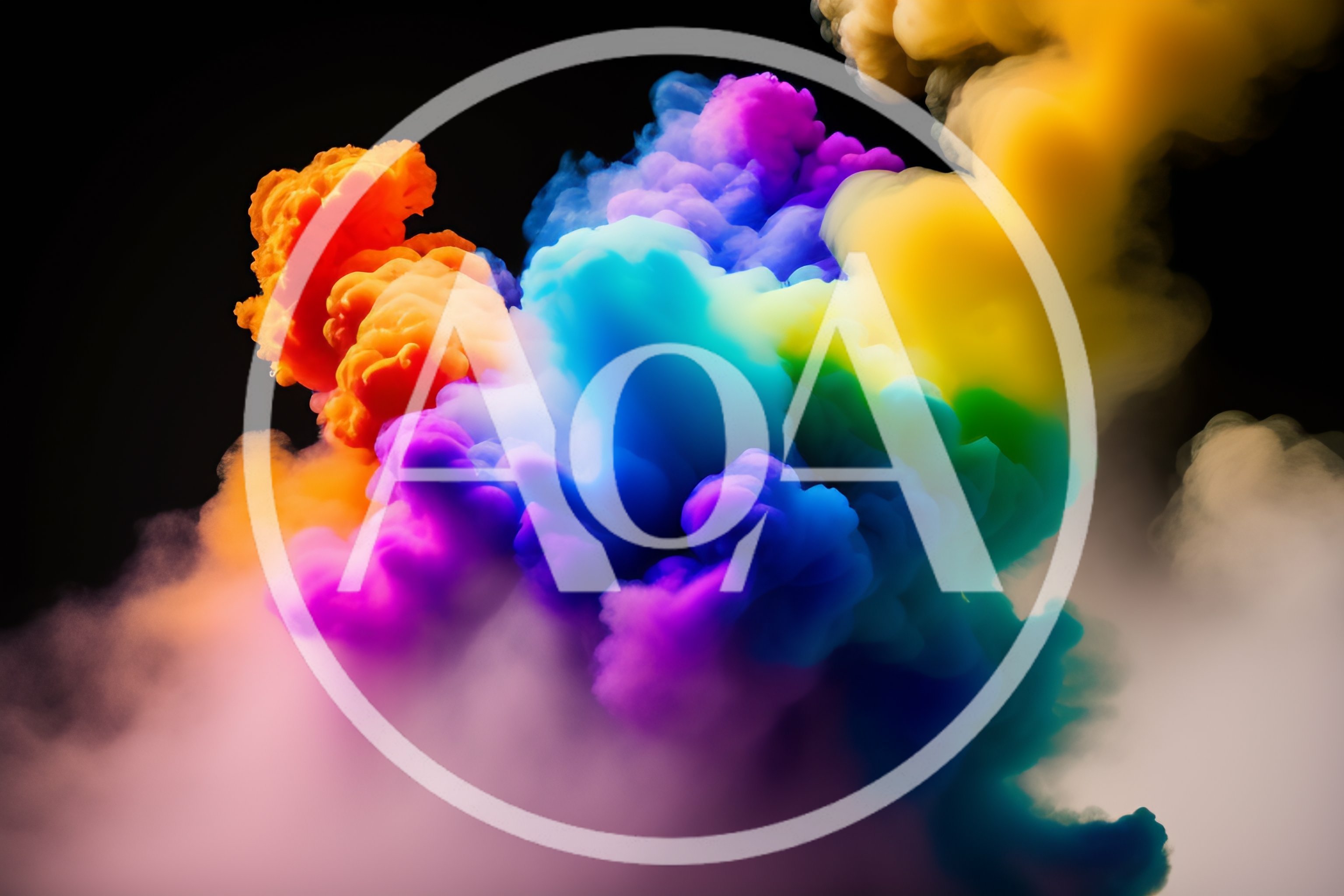 Vibrant Multi-Colored Ink Clouds Swirling In Water