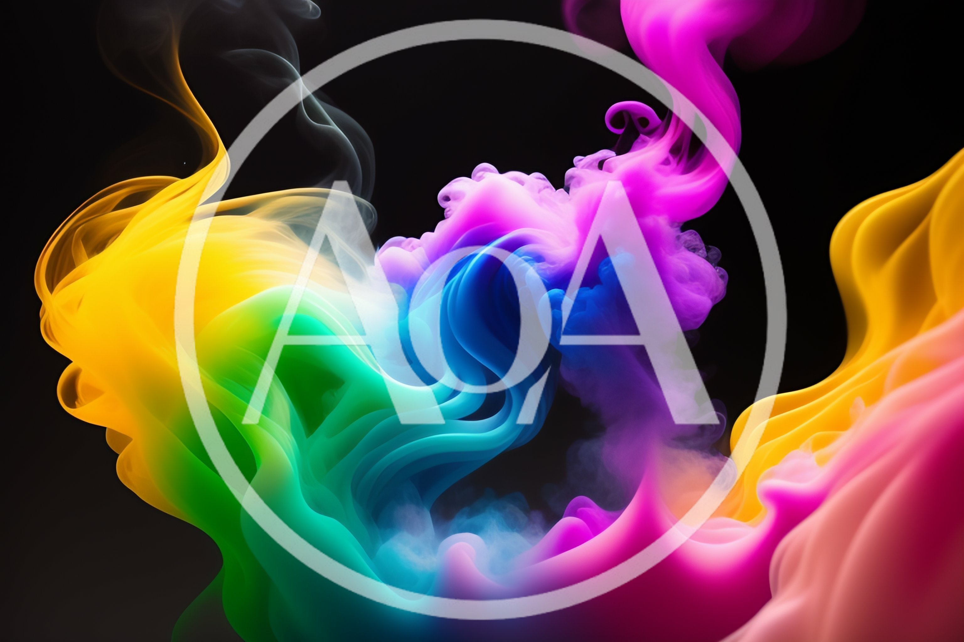 Abstract Colorful Smoke Swirls On Black Background