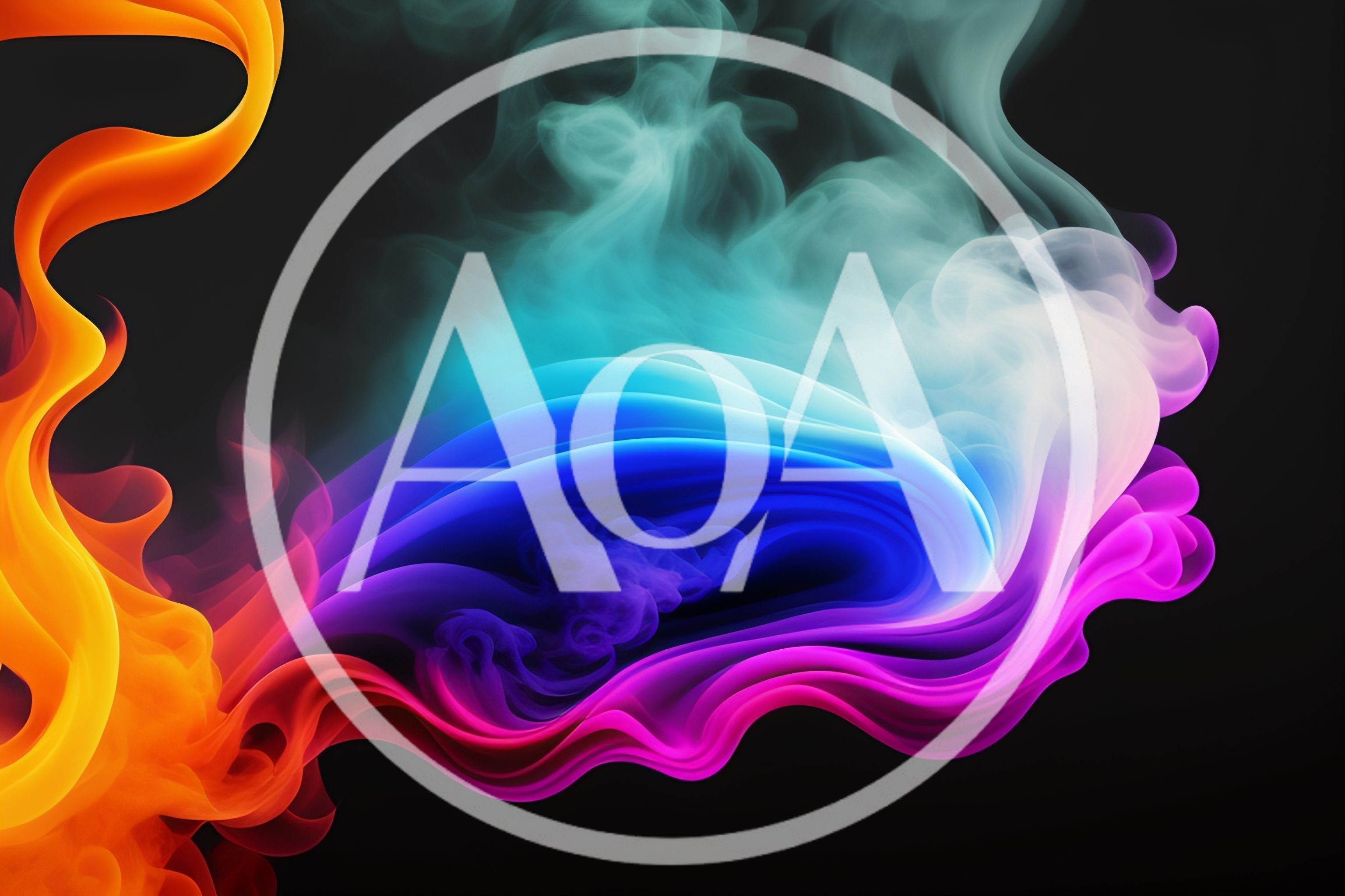 Abstract Colorful Smoke Swirls On Black Background