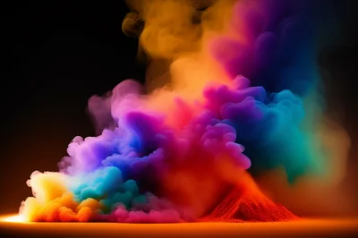 Abstract Colorful Smoke Erupting From A Volcanic Peak