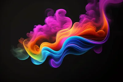 Abstract Colorful Smoke Swirls On Black Background