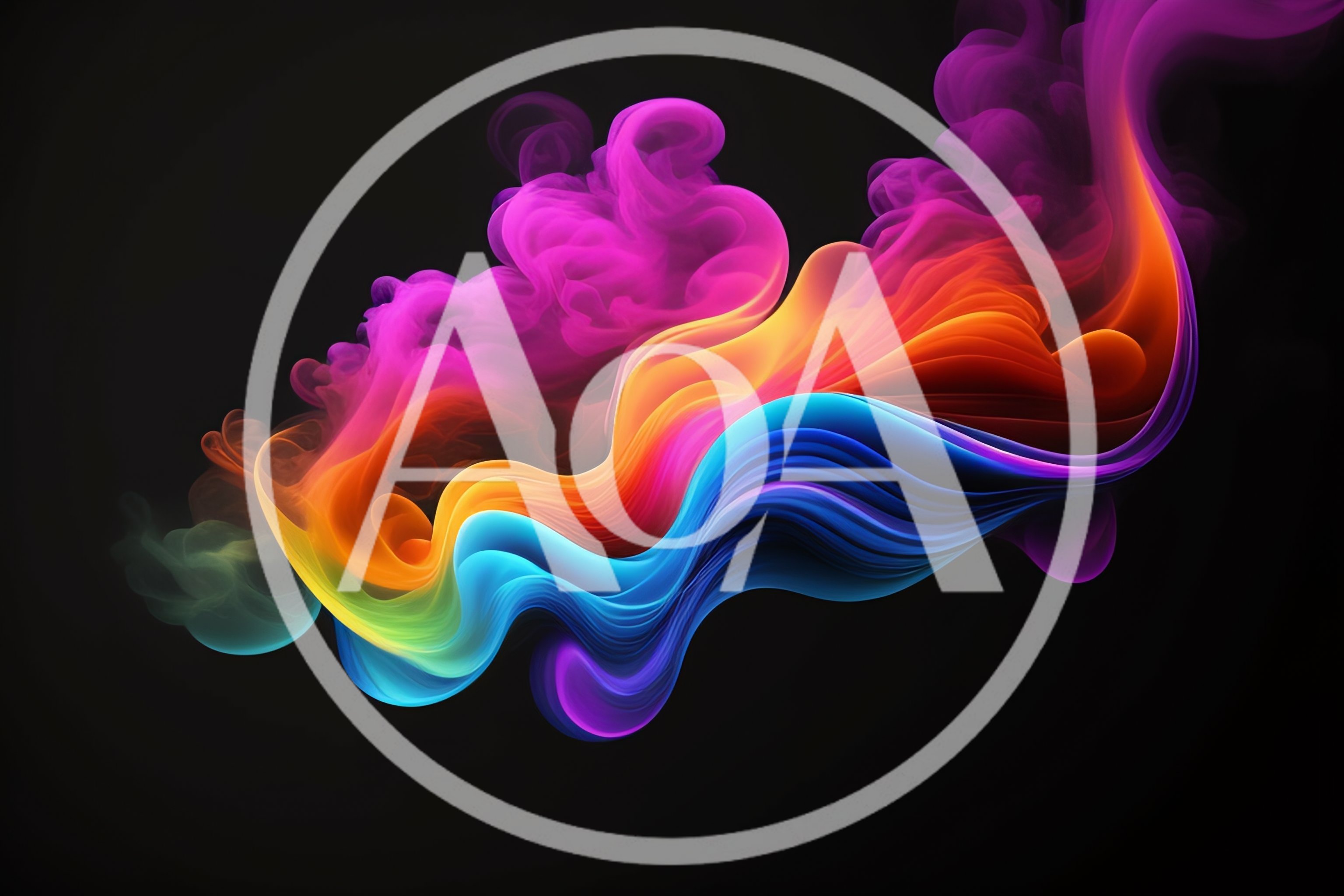 Abstract Colorful Smoke Swirls On Black Background