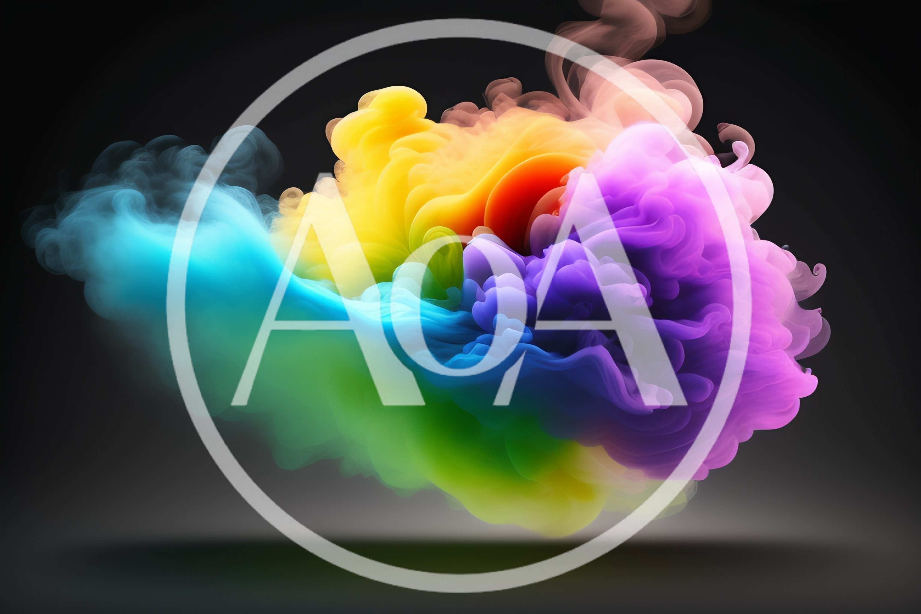 Vibrant Multi-Colored Smoke Cloud Against Dark Background