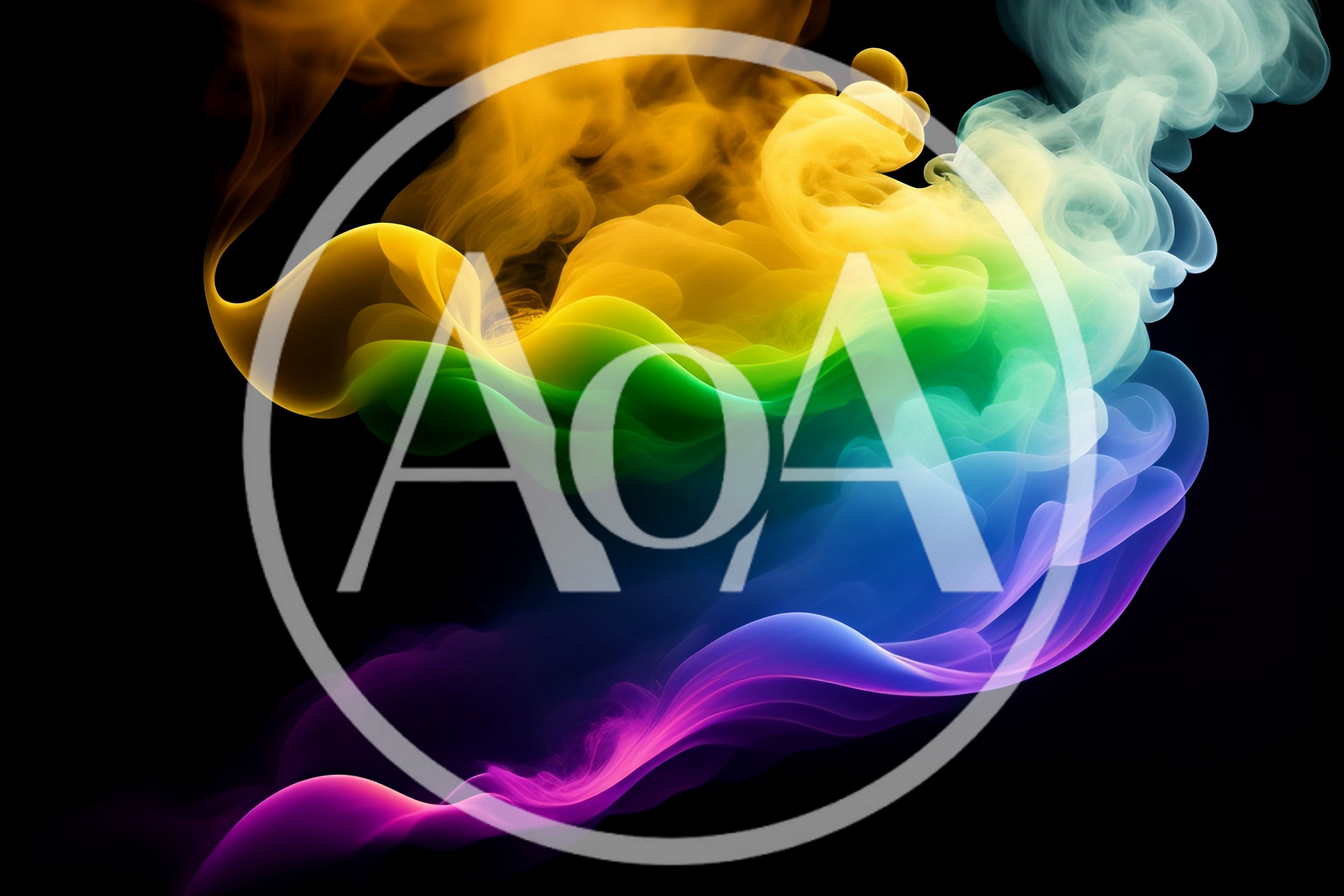 Abstract Rainbow Colored Smoke Swirls On Black Background
