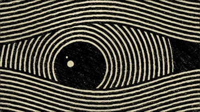 Animated Stylized Eye With Moving Concentric Line Patterns