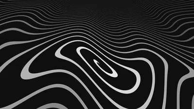 Abstract Monochrome Wavy Lines Moving In A Spiral Pattern