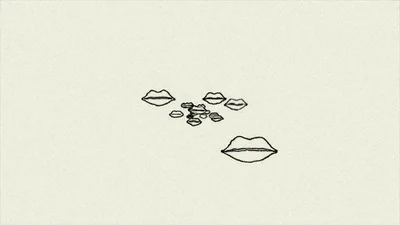 Animated Line Art Lips Floating In Abstract Space