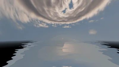 Surreal Cloud Formation Over Calm Reflective Water