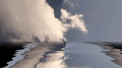 Abstract Clouds Reflecting On Rippling Water Surface