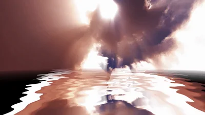 Abstract Clouds Reflecting Over Calm Water Surface