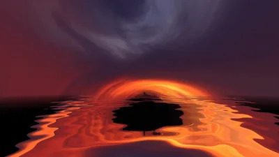 Abstract Golden Sunset Reflection Over Dark Water