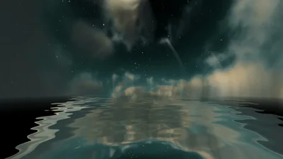 Surreal Night Sky Reflecting Over Calm Dark Water