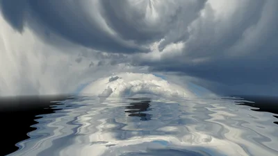 Stormy Clouds Reflecting Over Calm Water Surface