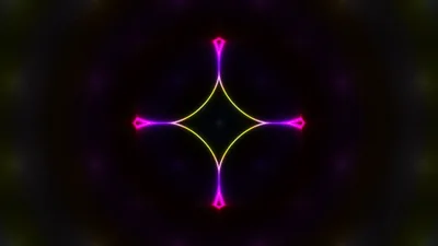 Neon Glowing Geometric Shapes Pulsing In Dark Background