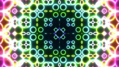 Neon Kaleidoscope Pattern Pulsing With Vibrant Light