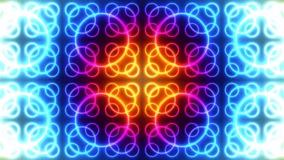 Abstract Neon Light Grid Pulsing With Geometric Patterns