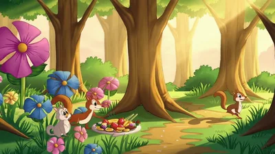 Animated Squirrels And Owl In A Magical Forest