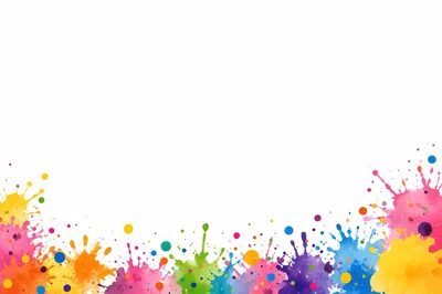 Colorful Watercolor Paint Splatter Border Background