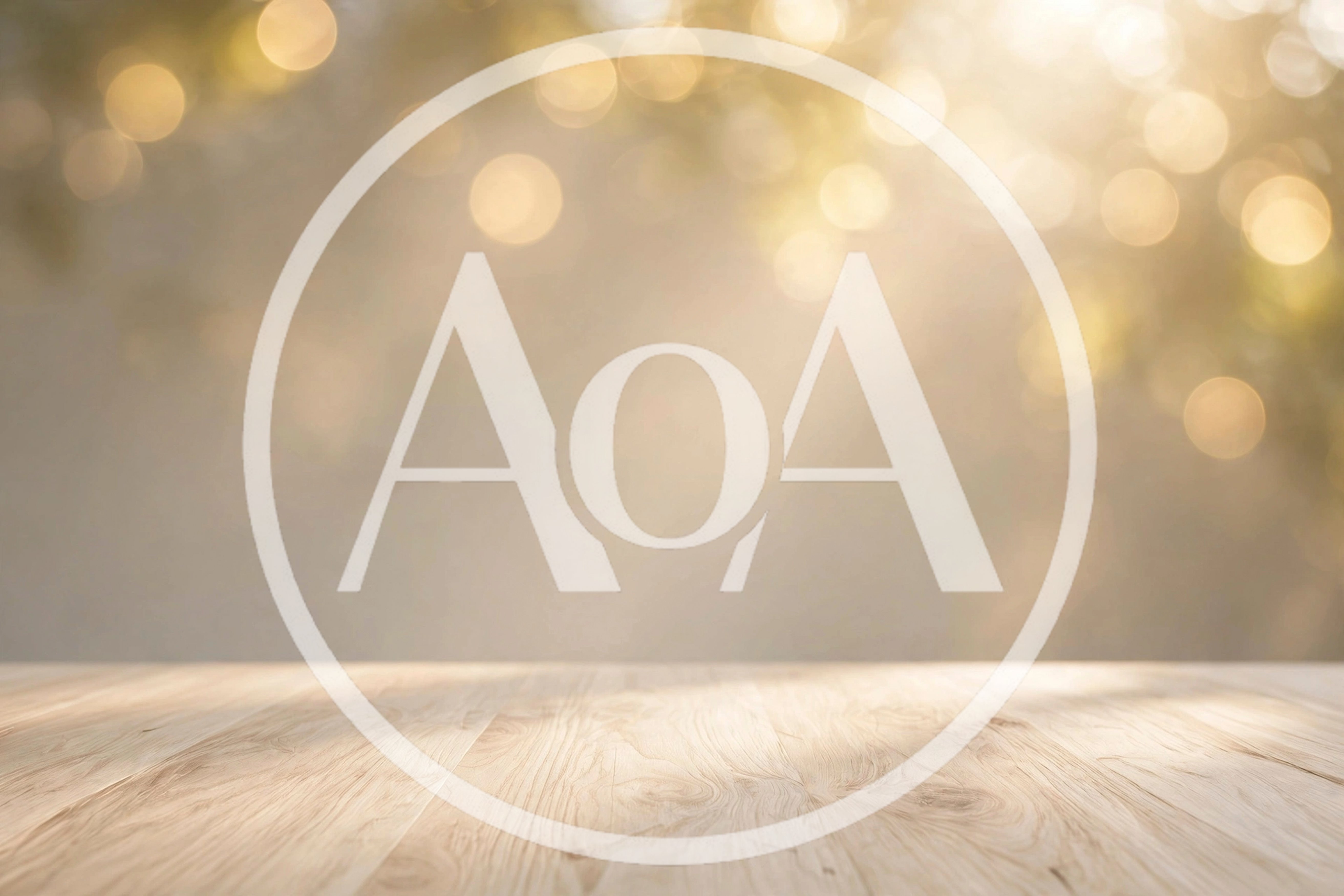 Empty Wooden Table Surface With Blurred Golden Bokeh Background