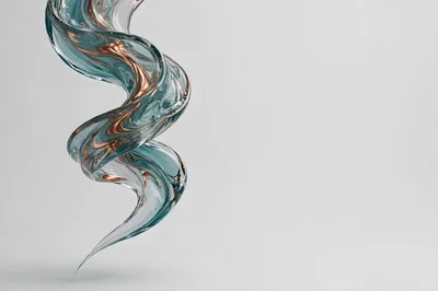 Abstract Swirling Liquid Glass and Copper Ribbon