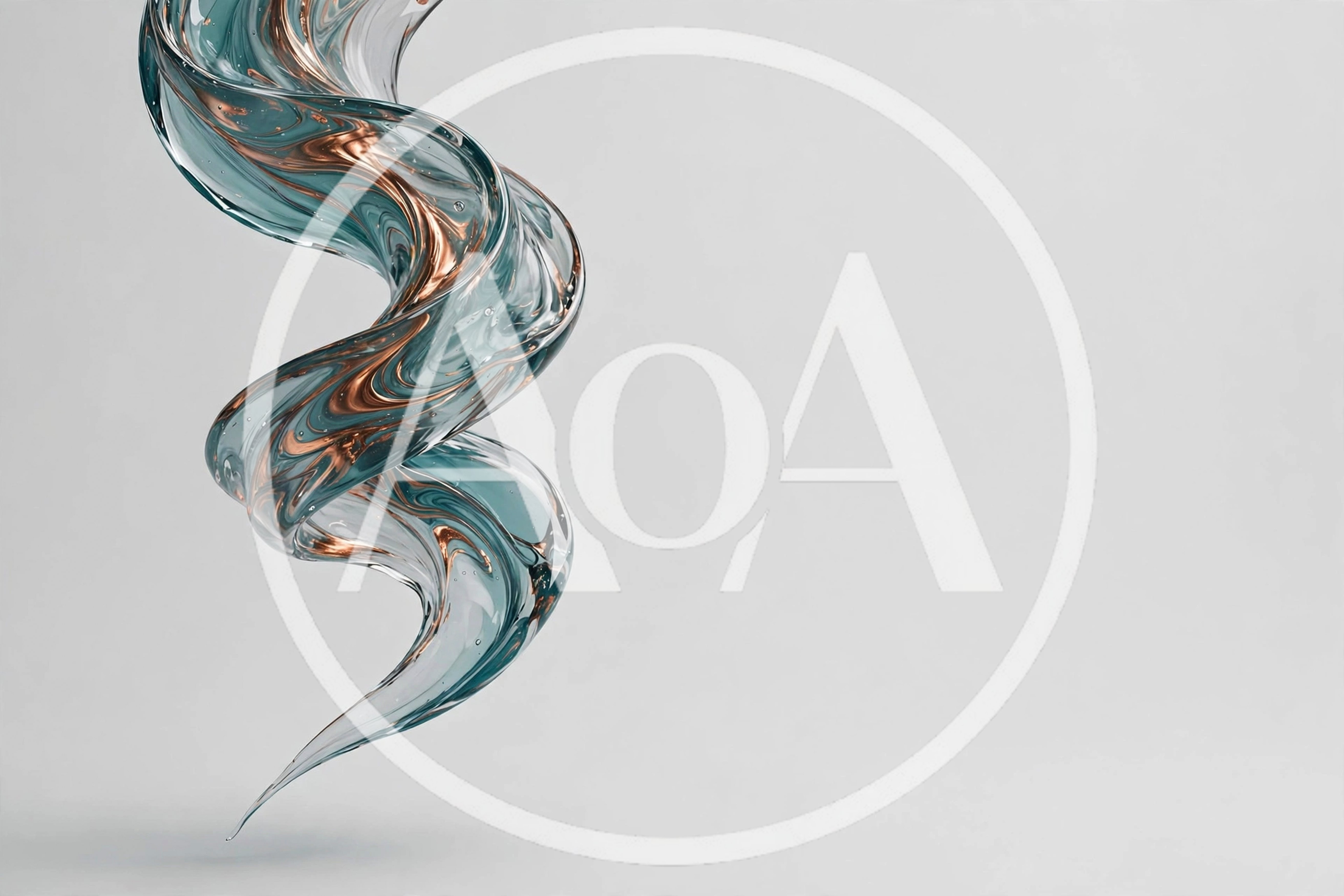Abstract Swirling Liquid Glass and Copper Ribbon