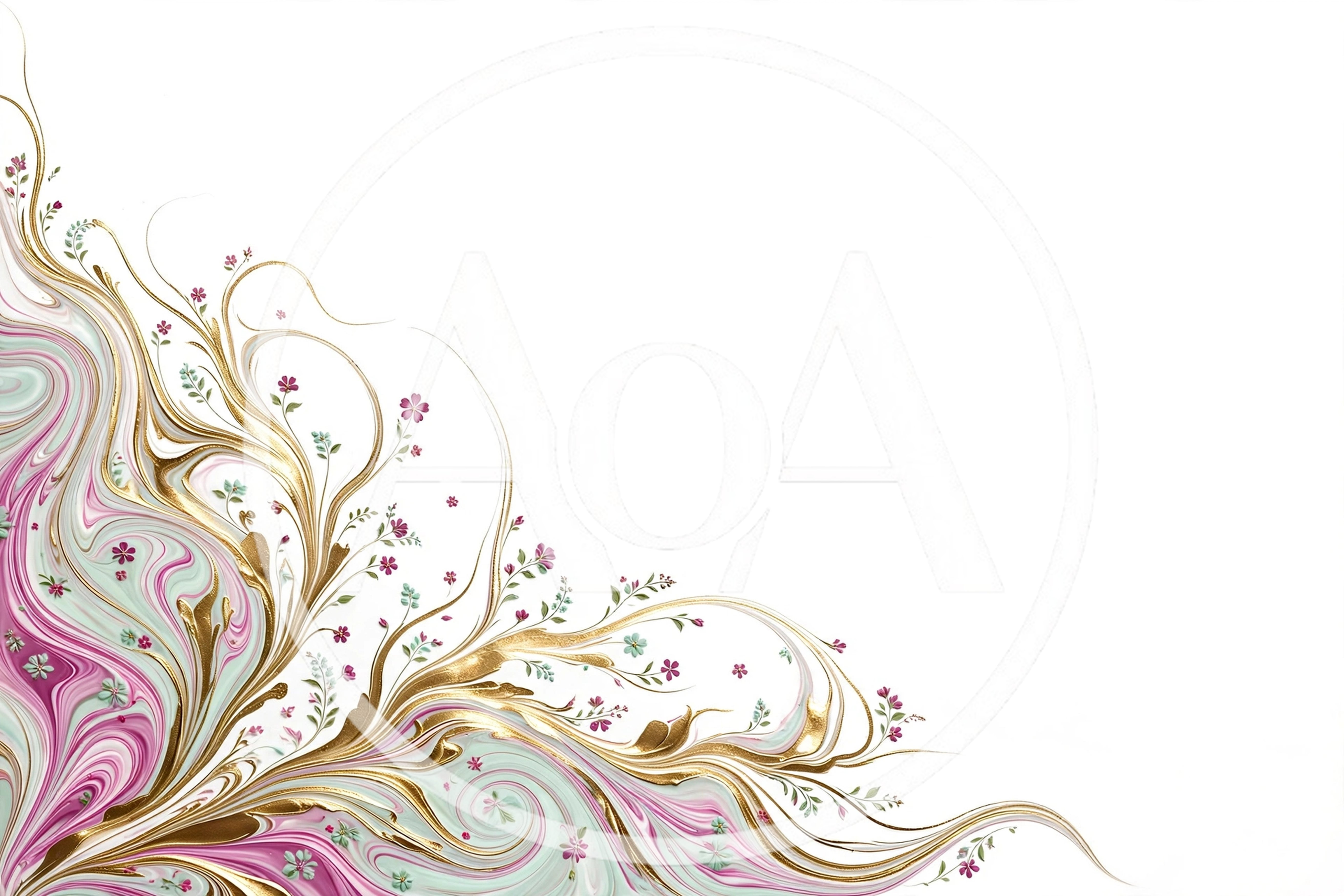 Elegant Floral Swirls With Gold Accents