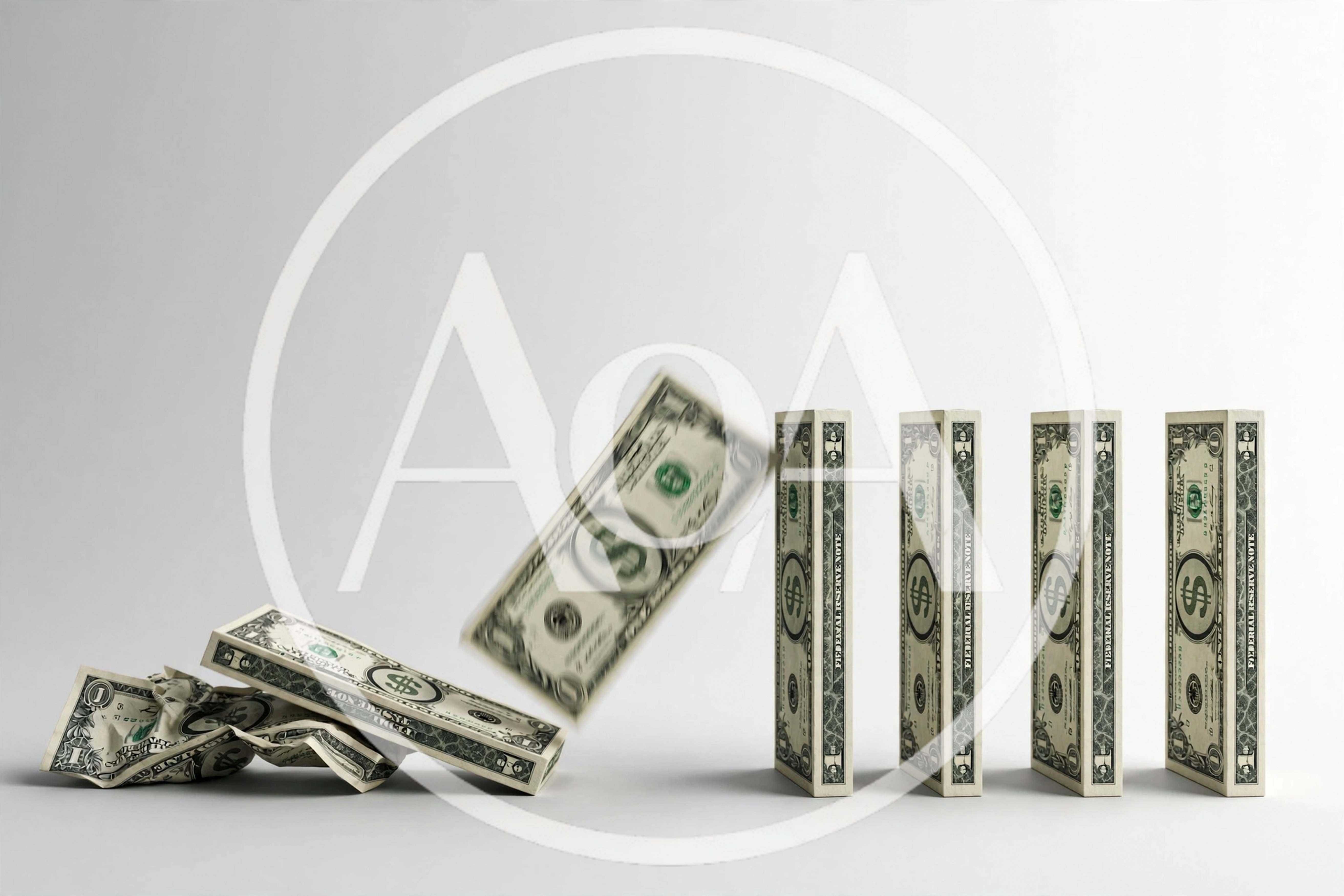 Dollar Bill Domino Effect Concept