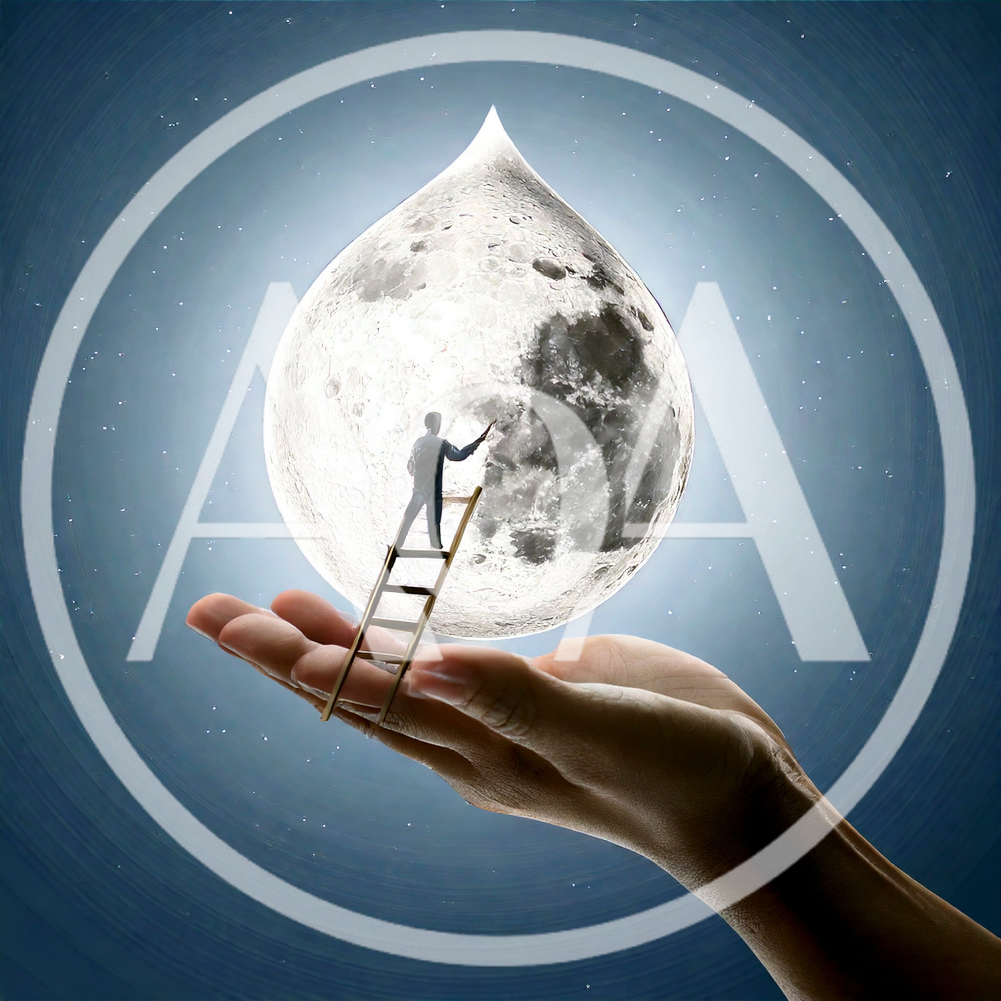 Surreal Concept Of A Person Painting The Moon
