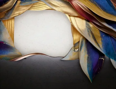 Abstract Gold And Blue Leaf Frame Background