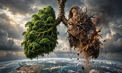Conceptual Illustration Of Earth Lungs Representing Environmental Health