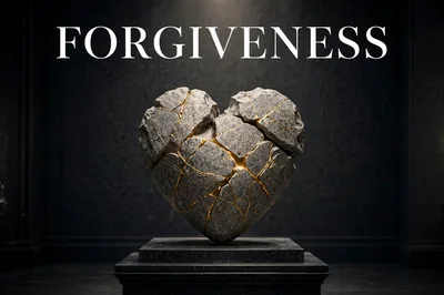 Stone Heart Sculpture With Gold Kintsugi Cracks
