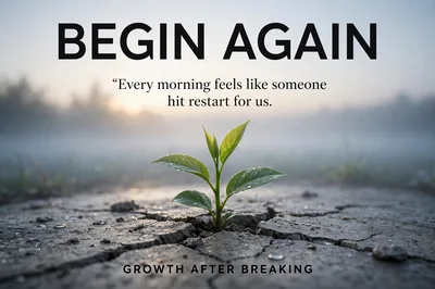 Small Green Plant Growing Through Cracked Dry Earth