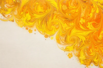 Abstract Marbled Paper Background With Floral Accents