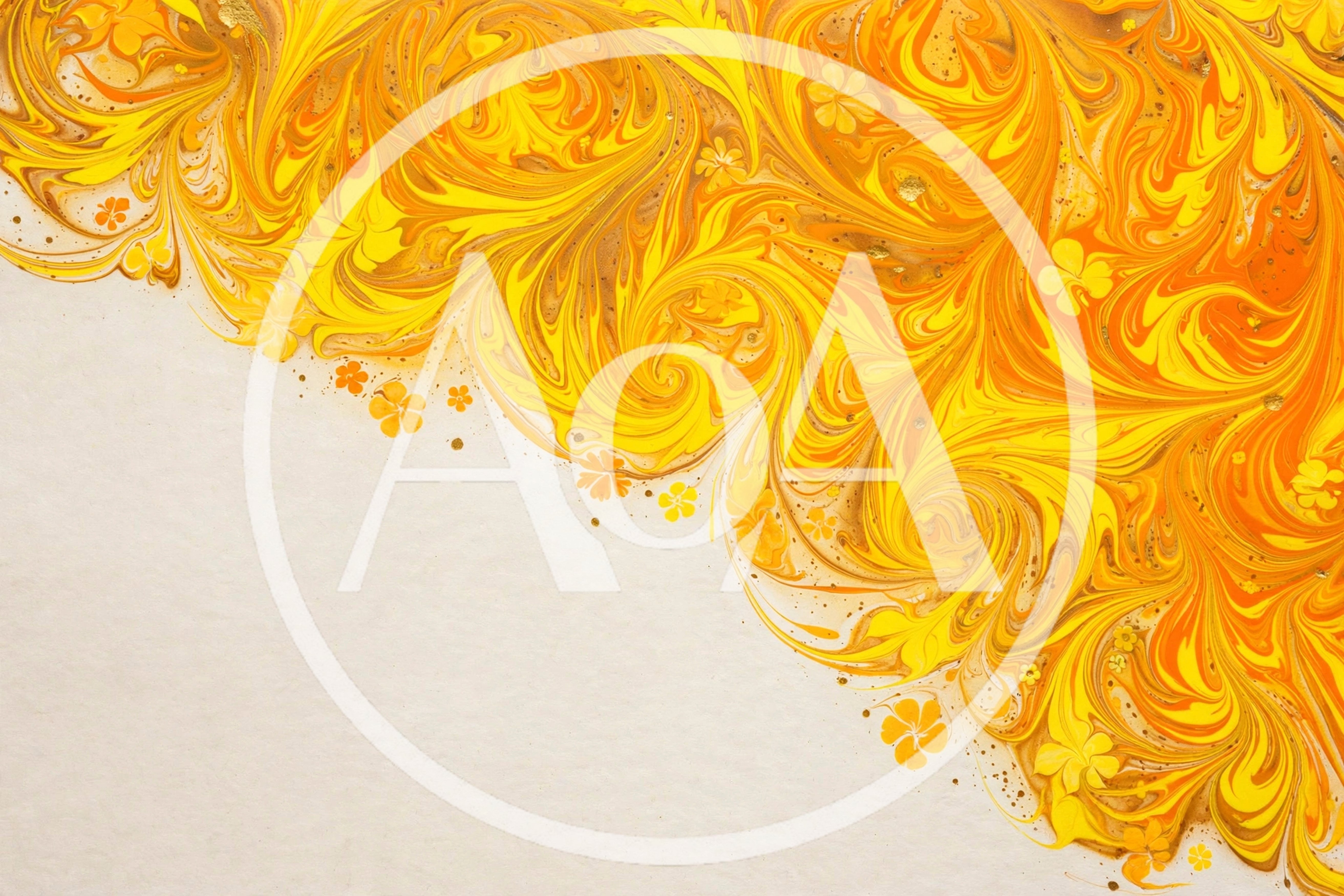 Abstract Marbled Paper Background With Floral Accents