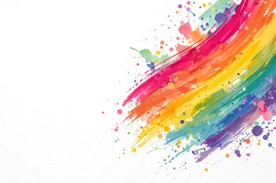 Abstract Rainbow Watercolor Paint Brush Strokes Background