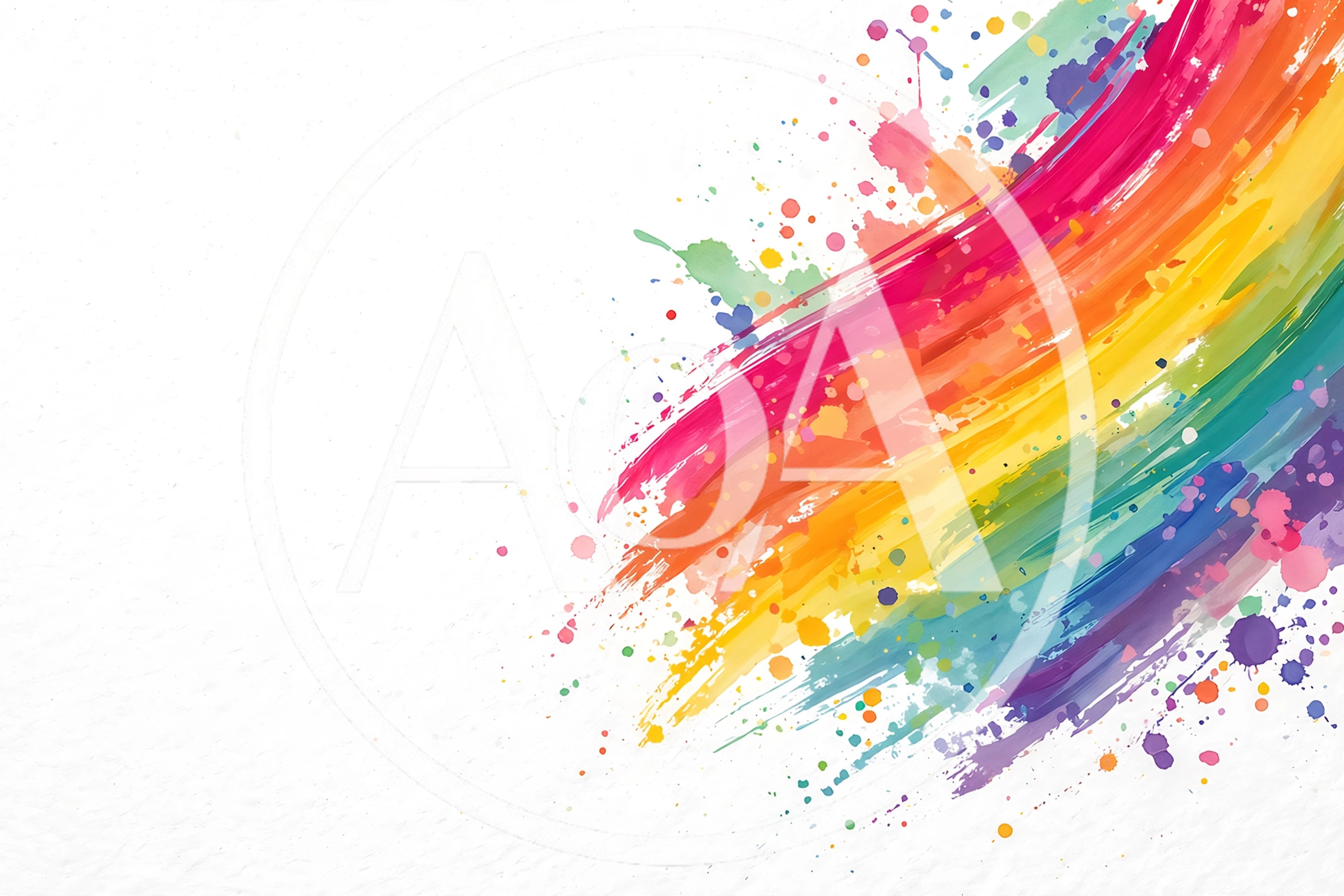 Abstract Rainbow Watercolor Paint Brush Strokes Background